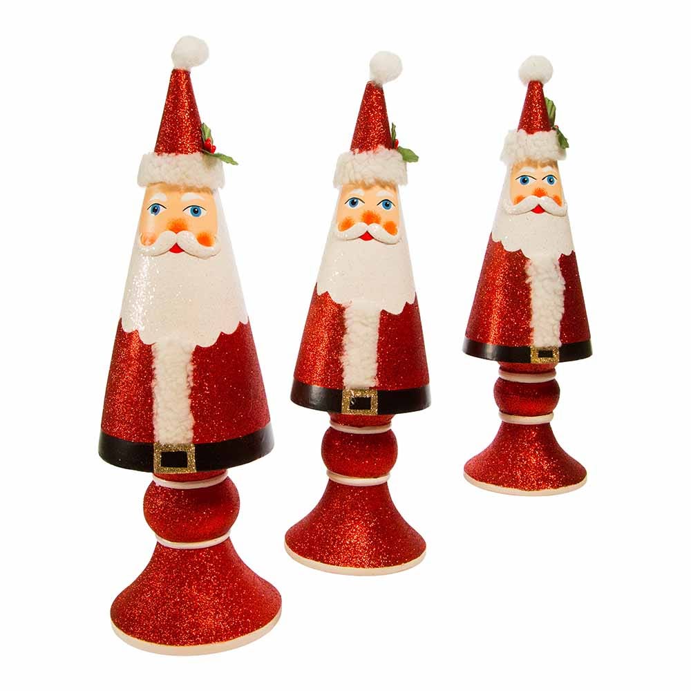 Kurt Adler 10-14-Inch Wooden Santa Tree Table Pieces, 3 Piece Set